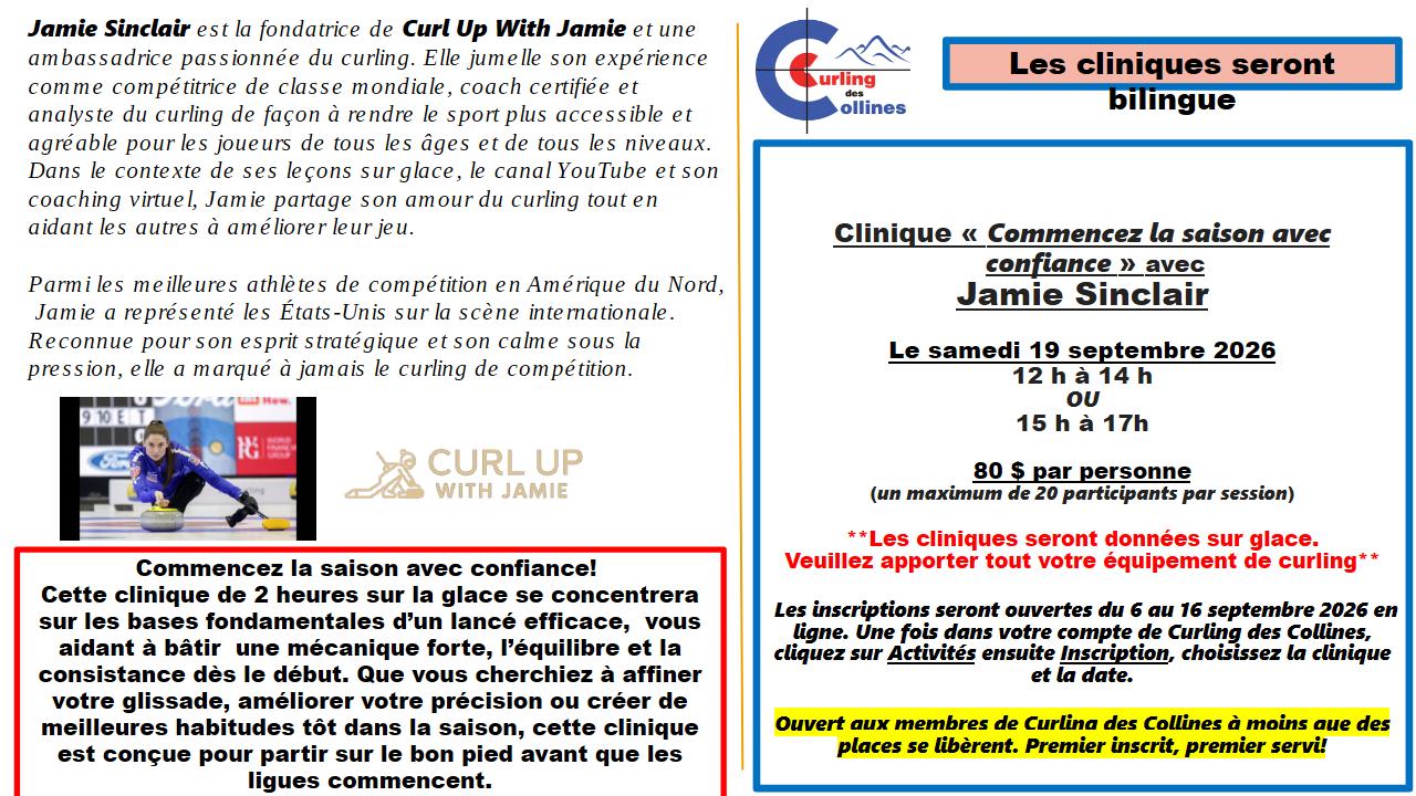 Poster en francais Jamie Sinclair Commencez la saison avec confiance 19 sep 2026